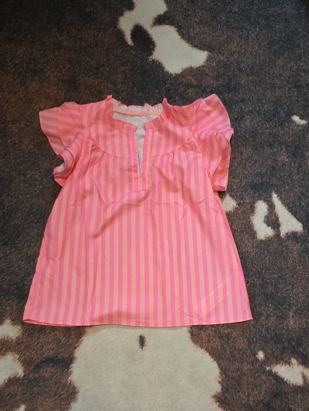 Womens Pink Striped Short-Sleeve Tunic Top